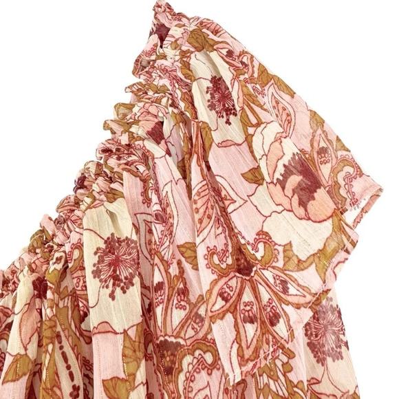 MISA Vola Floral One Shoulder Midi Dress San Lorenzo Flora Pink Size XS NWT - Picture 11 of 15